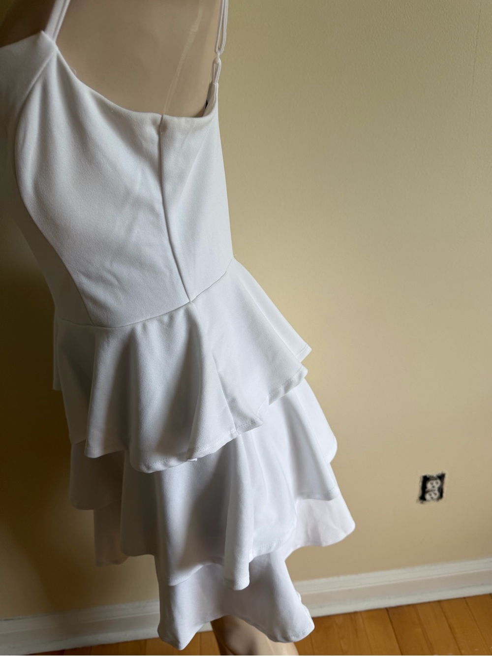 White Tiered Cutout mini Dress - Picture 8 of 12